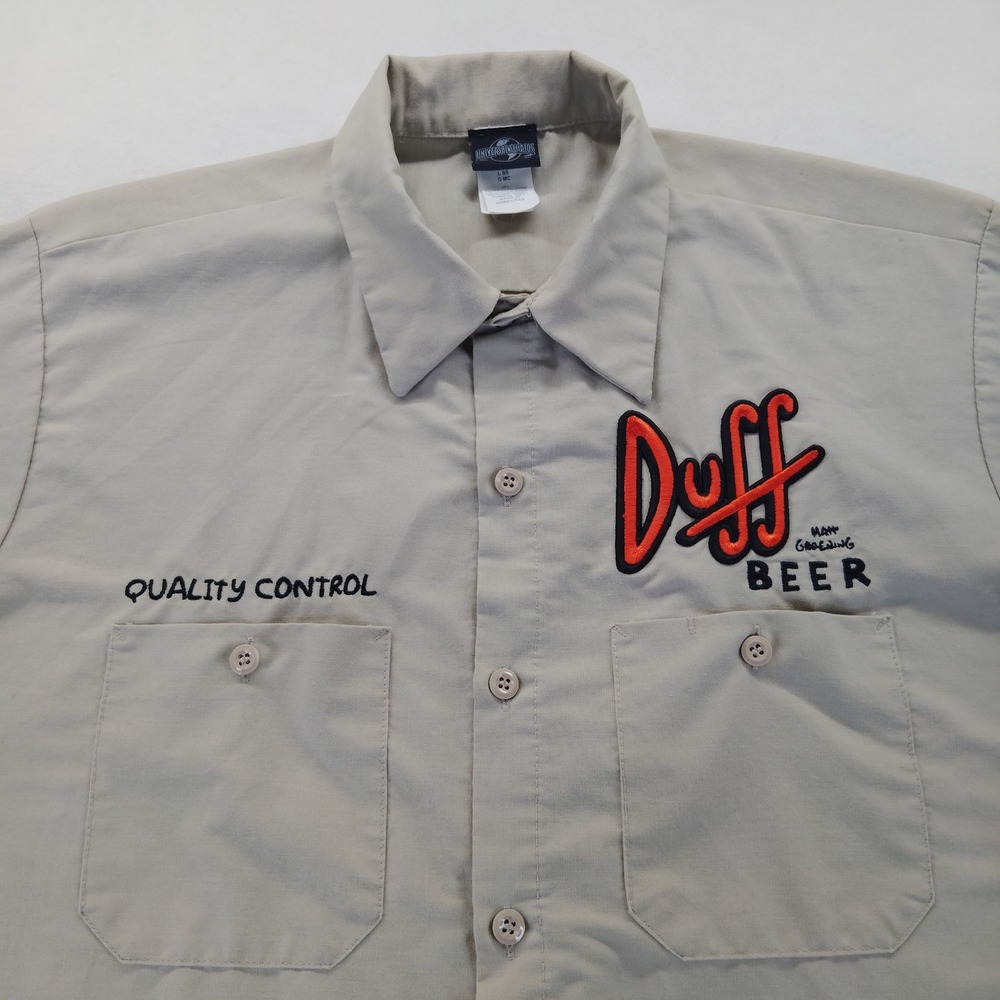 Universal Studios The Simpsons Duff Beer Men Large Tan Excellent Work Shirt
